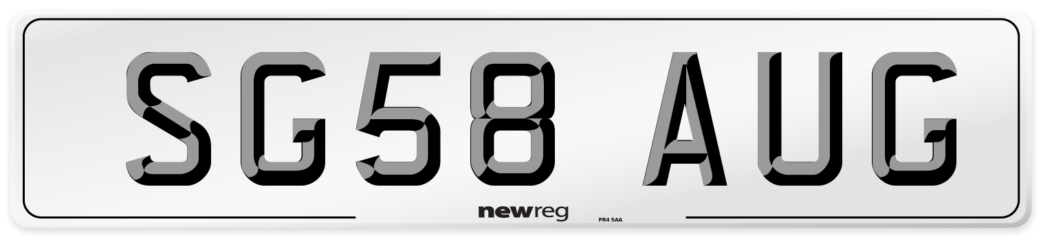 SG58 AUG Number Plate from New Reg